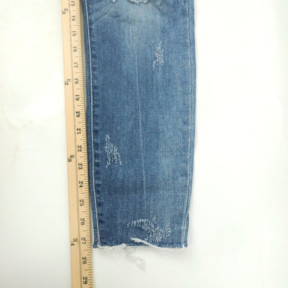 Judy Blue Jeans Skinny Fit Distressed 13/31 Raw Hem Stretch High Rise Med Wash - Picture 10 of 14
